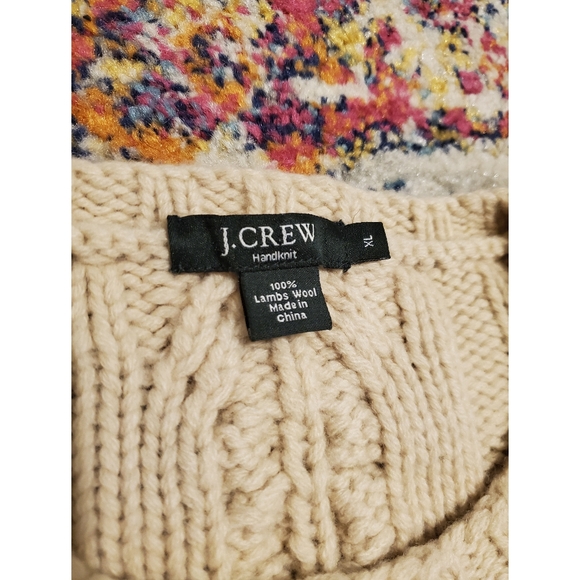 J. Crew Cable Knit Sweater 100% Lambs Wool (XL) - Picture 4 of 7